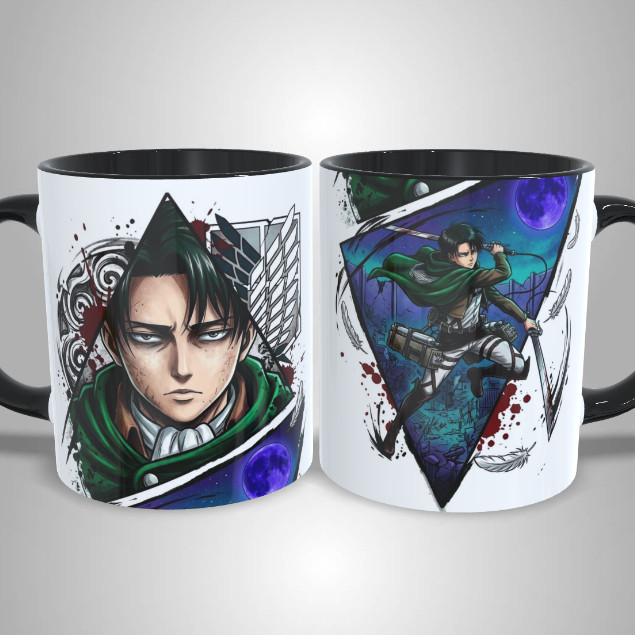 Caneca Levi Attack on Titan Shingeki no Kyojin Anime Design Exclusivo Presente Único