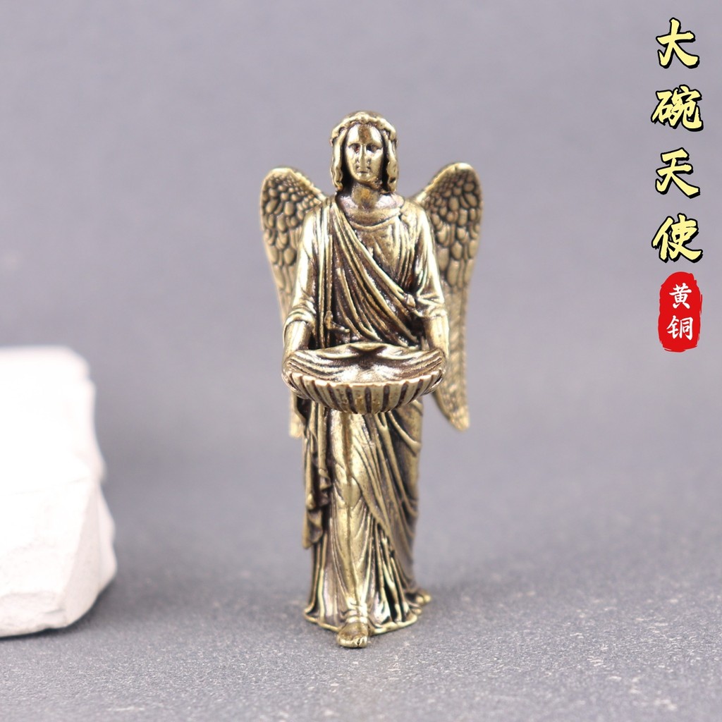 2026 novo estilo de bronze Retro anjo ornamentos criativos asa anjo decoração de mesa para casa estátua de anjo de bronz