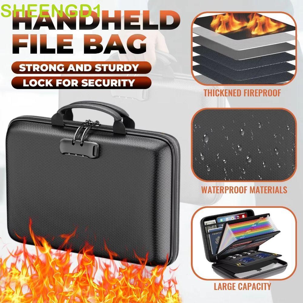 Bolsa De Arquivo Portátil SHEENGD1 , Caixa De Documentos À Prova De Fogo De Grande Capacidade D'água , Casca Dura