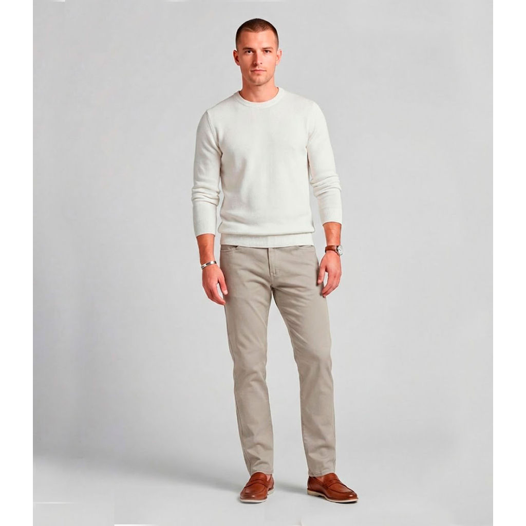 Calça Masculina Em Sarja Com Bolsos Sea Surf Bege