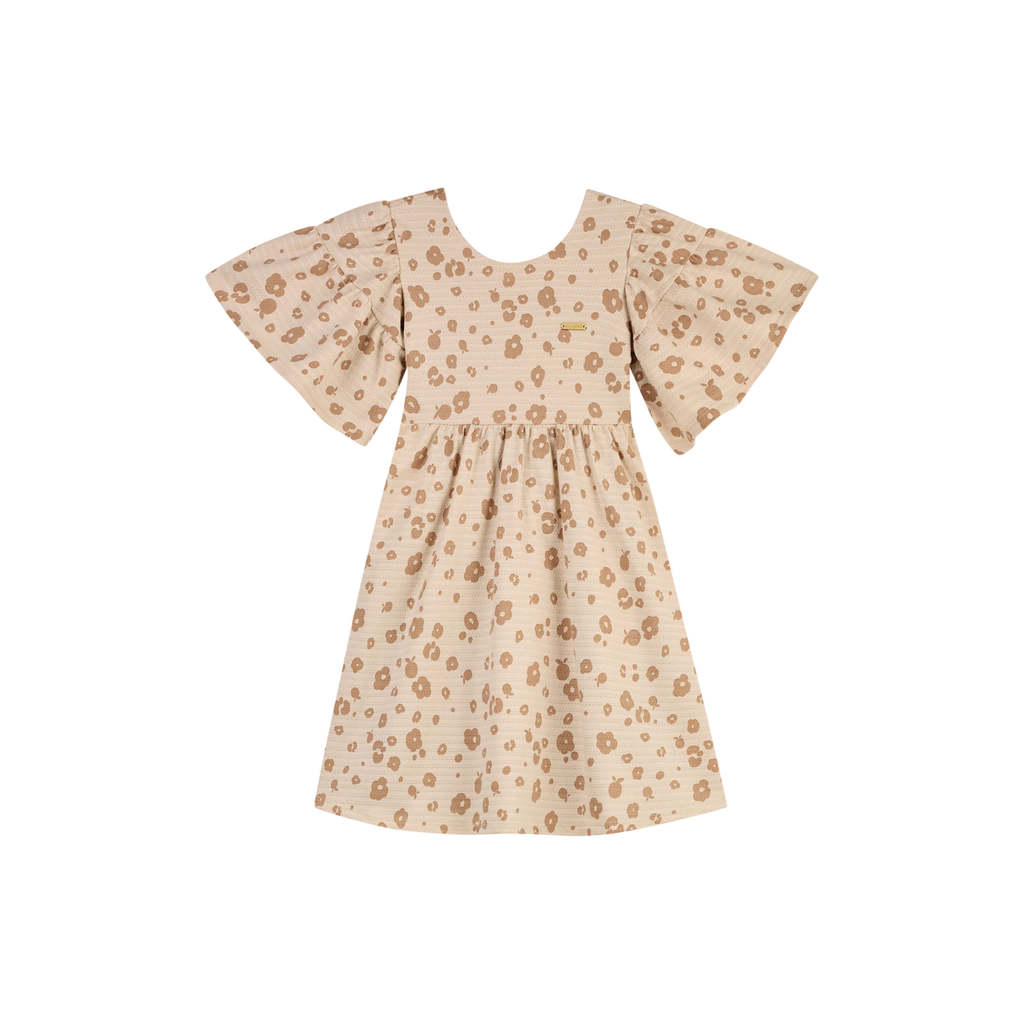 Vestido Infantil Menina Floral Print Colorittá Bege
