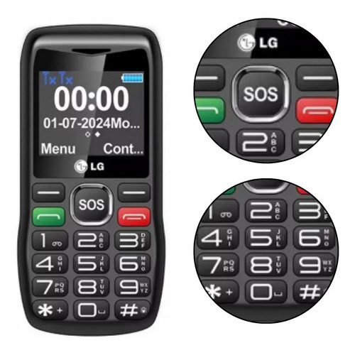 Celular Antigo Facil Para Idosos Botao Tela Grande Radio LG Preto