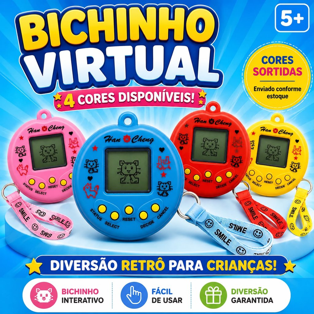 Tamagotchi 168 Em 1 Bichinho Virtual Brinquedo Anti Tédio Sem Celular Com Cordão Presente Criança