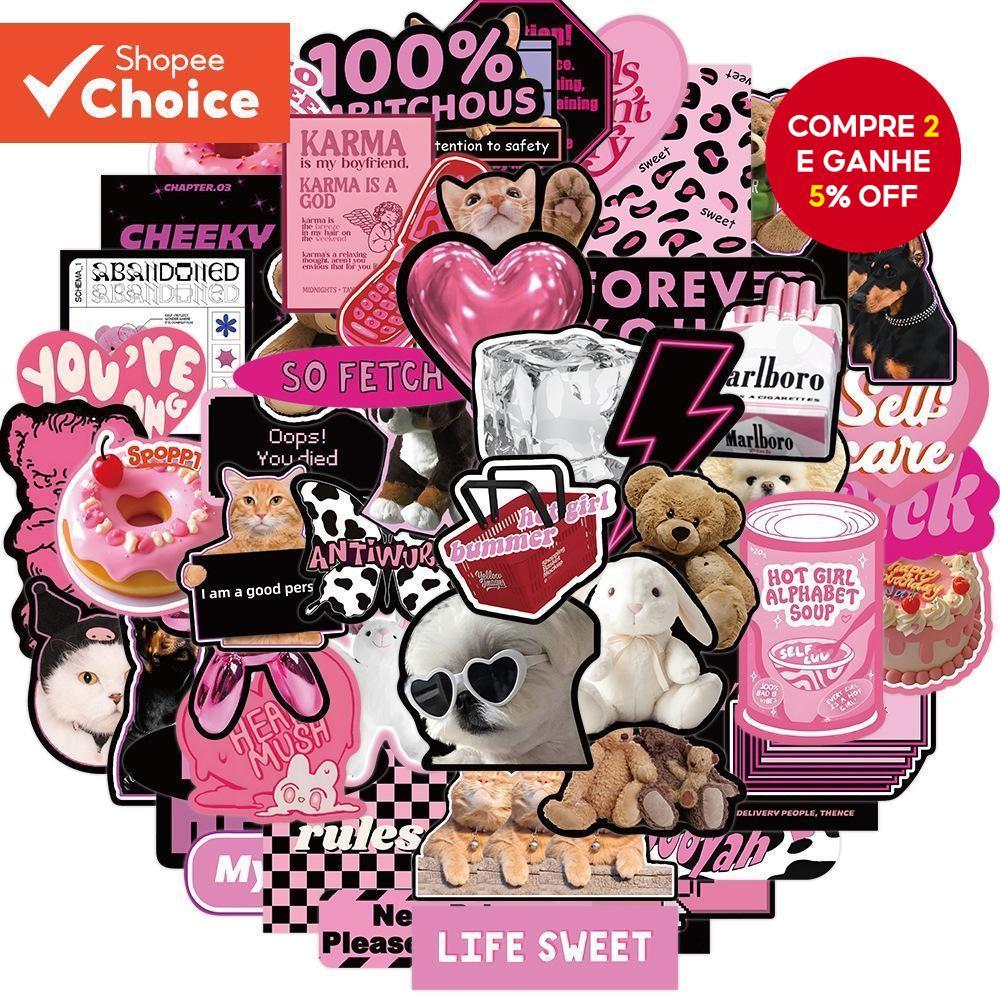 Preto Rosa Inglês Graffiti Adesivos 55 Pçs Bonitos À Prova Dwaterproof Água Portátil Adesivo Para A Escola Personalizada