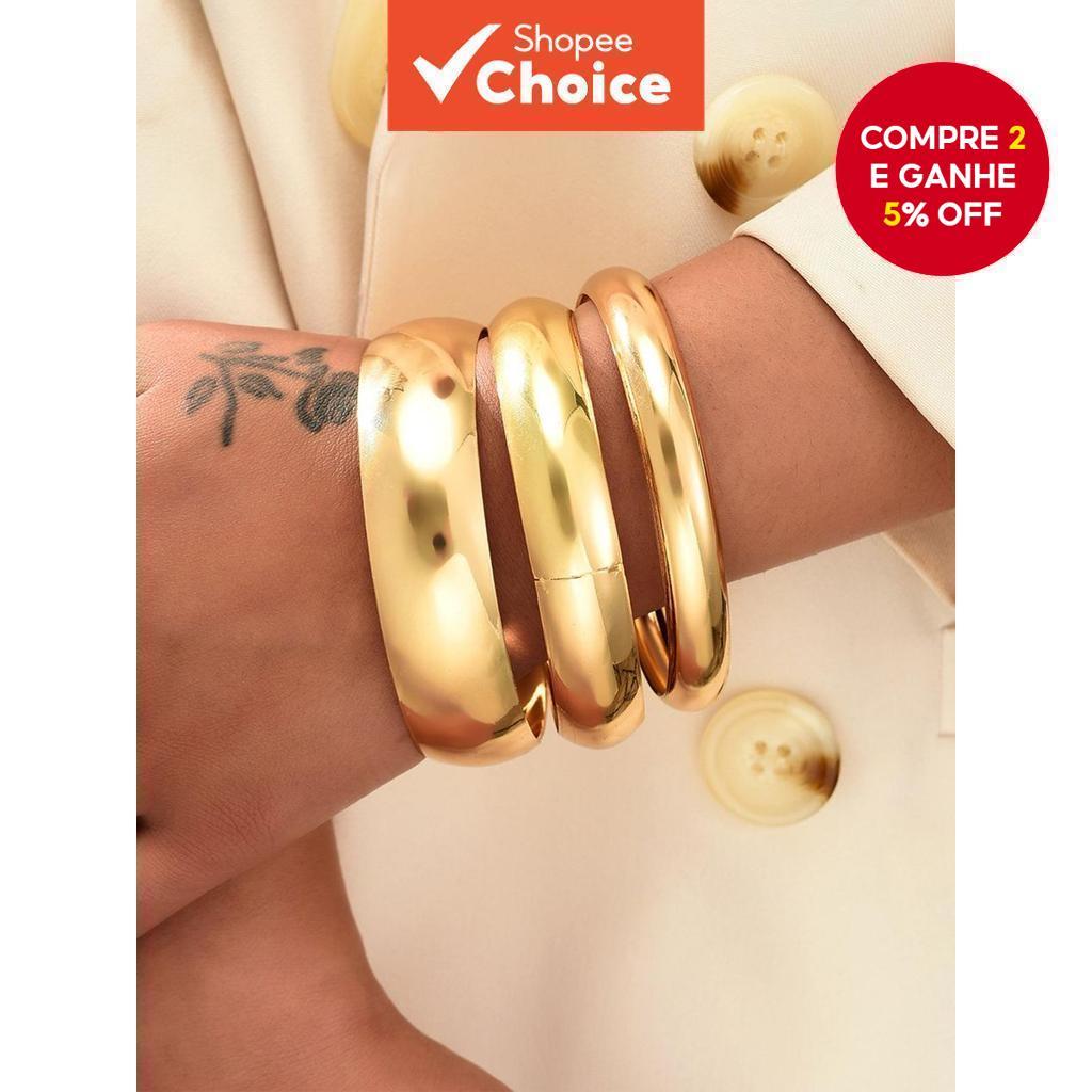 Conjunto De Pulseiras Suaves Empilháveis Da Moda Com 3 Peças , Acessórios De Joias Versáteis Para Mulheres , Uso Diário