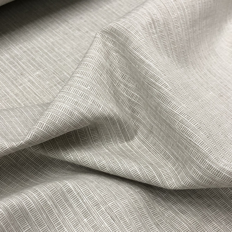 High-End bege listrado algodão linho moda tecido verão estilo fino camisa desossada saia Designer tecido diy