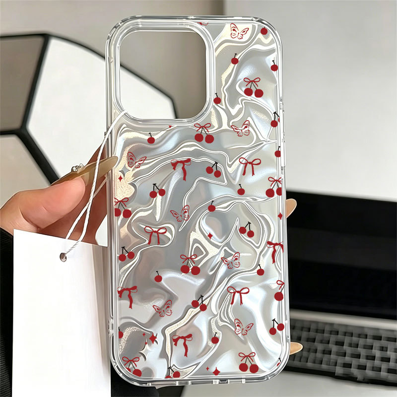 Capa Para Samsung S24 Plus S23 FE S23 Ultra S21 S22 S20 A56 A55 A54 A16 A15 A35 De Flores Com Padrão Cereja