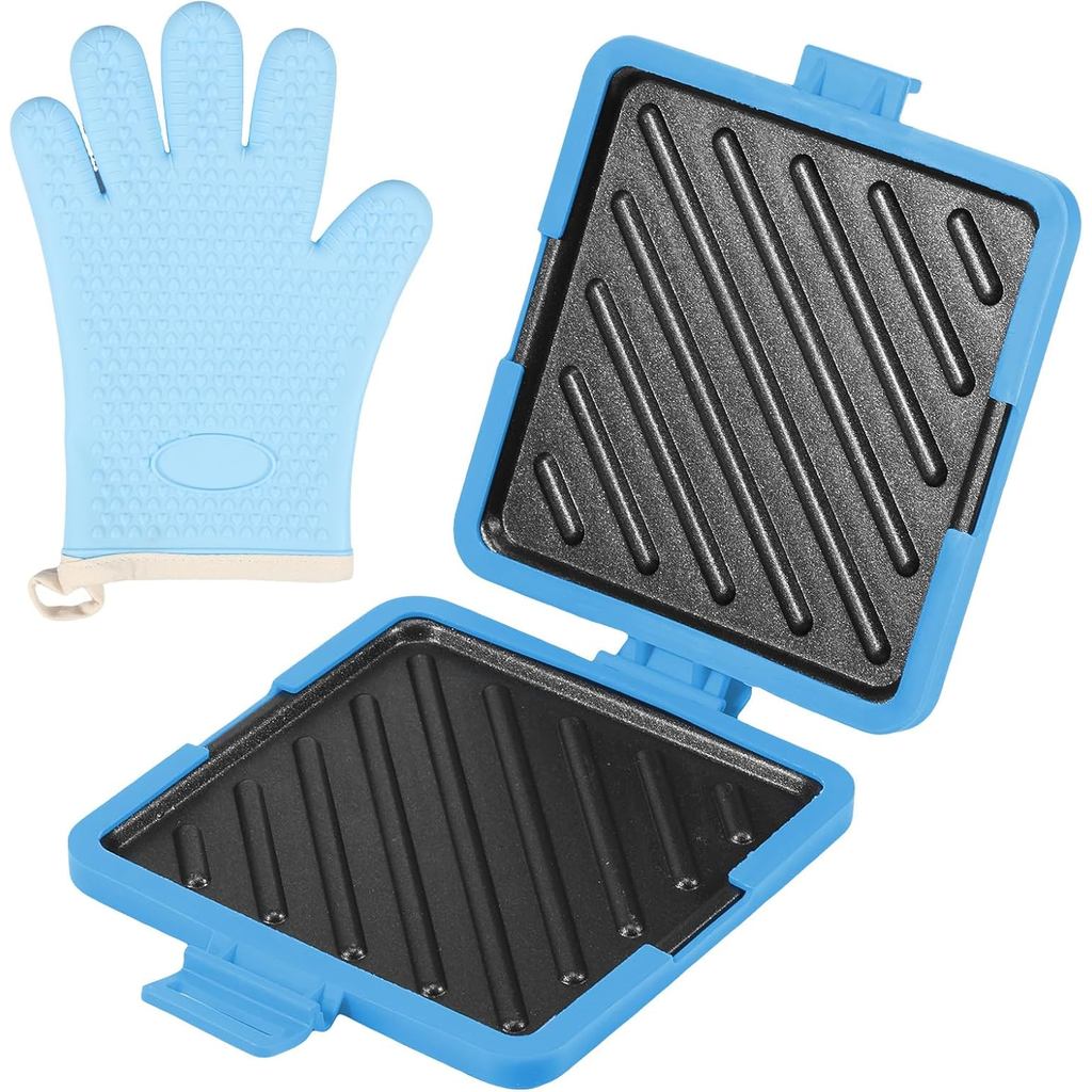 Máquina de Fazer Sanduíches no Micro-ondas com Luvas, Máquinas de Fazer Sanduíches Sem Fio com Placa Antiaderente, Utens