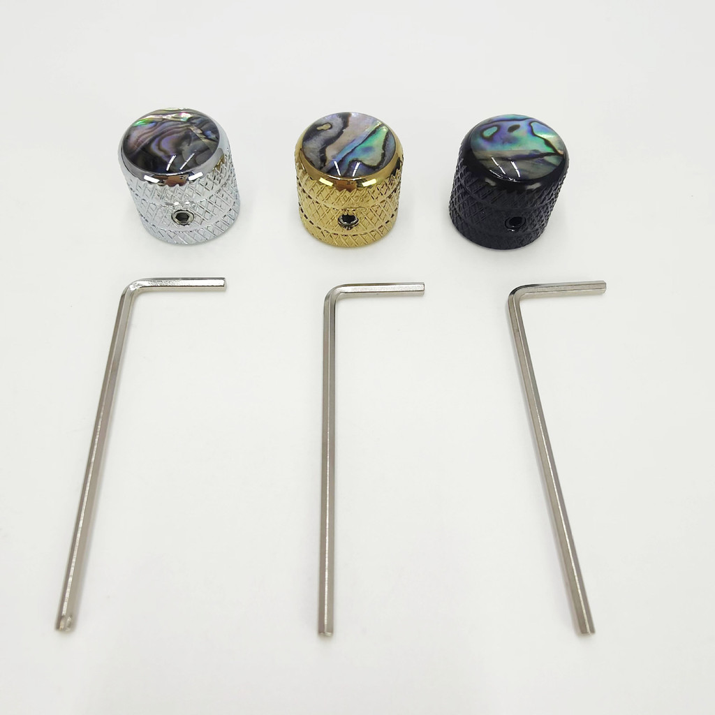 Alta Qualidade Riscado Perfurado Incrustado Colorido abalone Escudo Botão De volume Guitarra Elétrica Baixo Potenciômetr