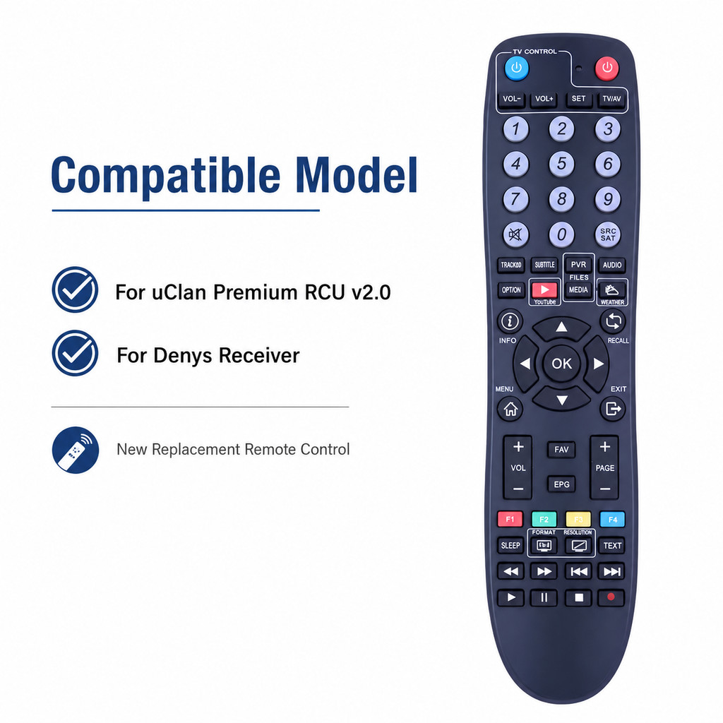 Novo Controle Remoto De Substituição Para Receptor uClan Premium RCU v2.0 Denys Satellite IPTV , Controlador Inteligente