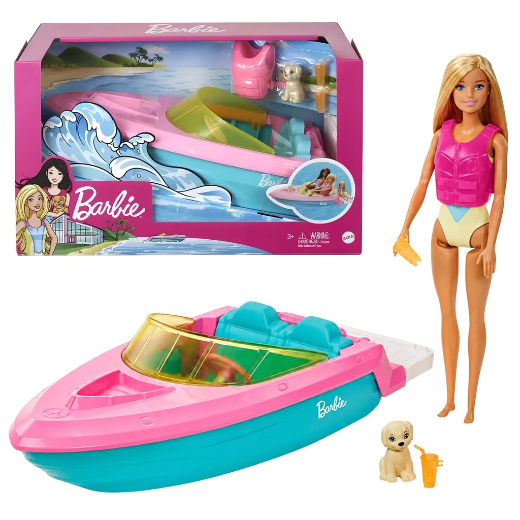 Lancha da Barbie Barco Com Boneca Brinquedo Infantil 3 Anos GRG30 Mattel