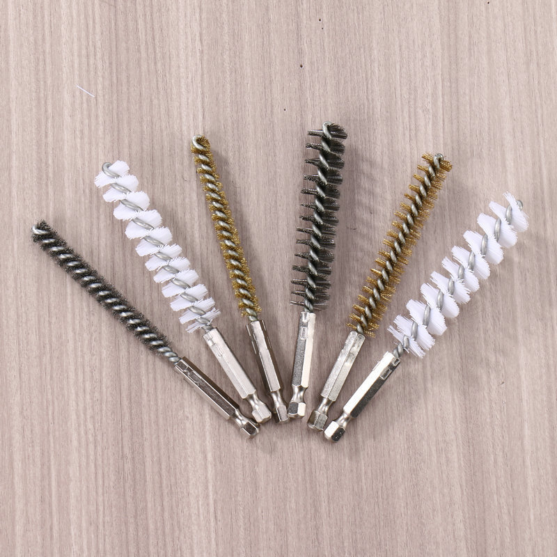 Escova hexagonal para tubos, escova estendida, escova de fio de aço inoxidável e cobre, ferramenta para remoção de ferru
