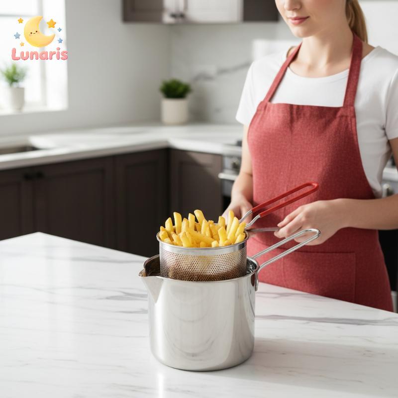 Lunaris 304 Fritadeiras De Aço Inoxidável Pote Universal Com Filtro Fritadeira Cozinha Panela Poupança Malha Fritar Novo