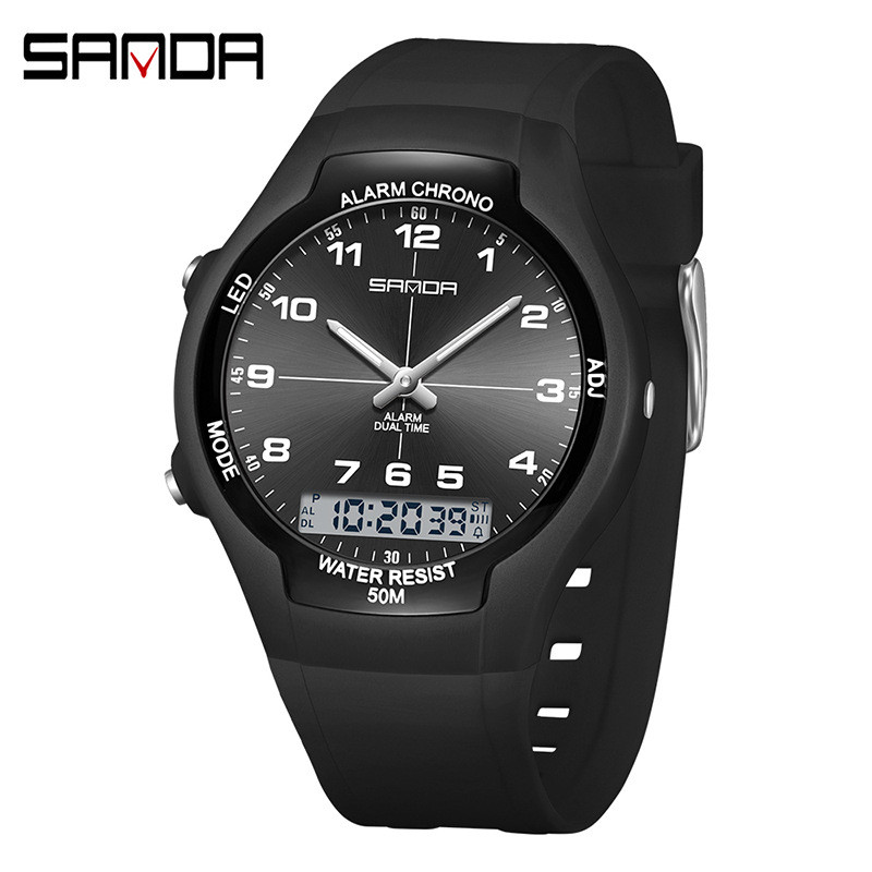 Sanda novo produto esportes relógio à prova dwaterproof água grande mostrador Digital luminoso das mulheres dos homens r