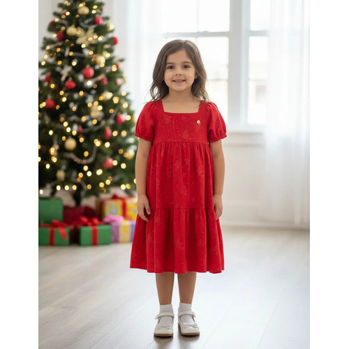 Vestido Vermelho Acetinado Mundi - Infantil Festa - Casual Vermelho Lisa 12