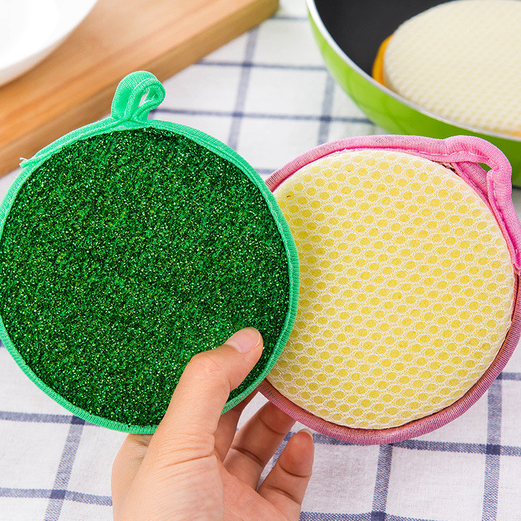Kitchen Double Sided Dish Scrub Sponge / Microfiber Anti Grease Wiping Rags / Washing Dish Cleaning Cloth Kitchen Access