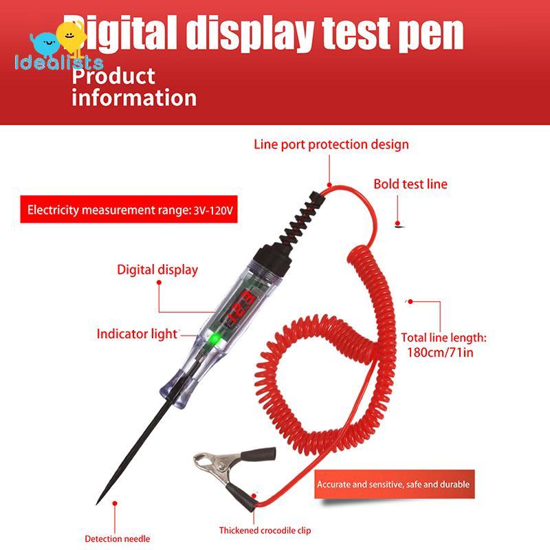 Testador De Circuito LED Digital Balit Resistente De 5-120V Idealistas , De Luz De Teste Automático Agradável