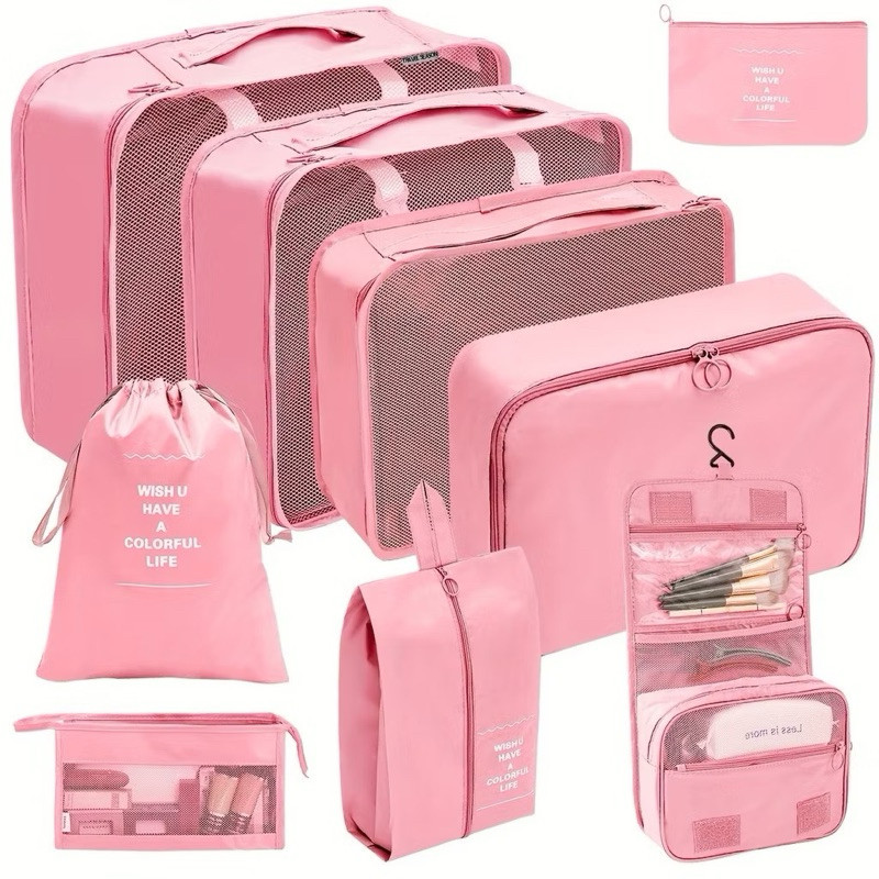 Kit 9 Pecas Saco De Organizar Viagem De Cosméticos De Bagagem Multifuncional Para Roupas E...