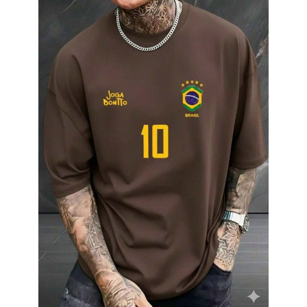 Camiseta Masculina Estampa Seleção Brasileira Camisa 100% Algodão - Titus