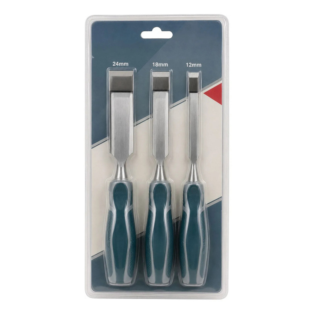 Kit Formão Madeira Profissionais 3 Peças 24mm 18mm 12mm Formões Construção Resistente