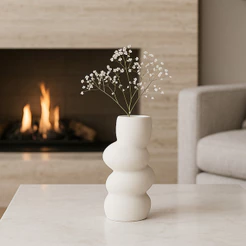 Vaso Decorativo Branco e Marfim Para Hall Entrada Sala Mesa Lateral Enfeite Elegante Sofisticado