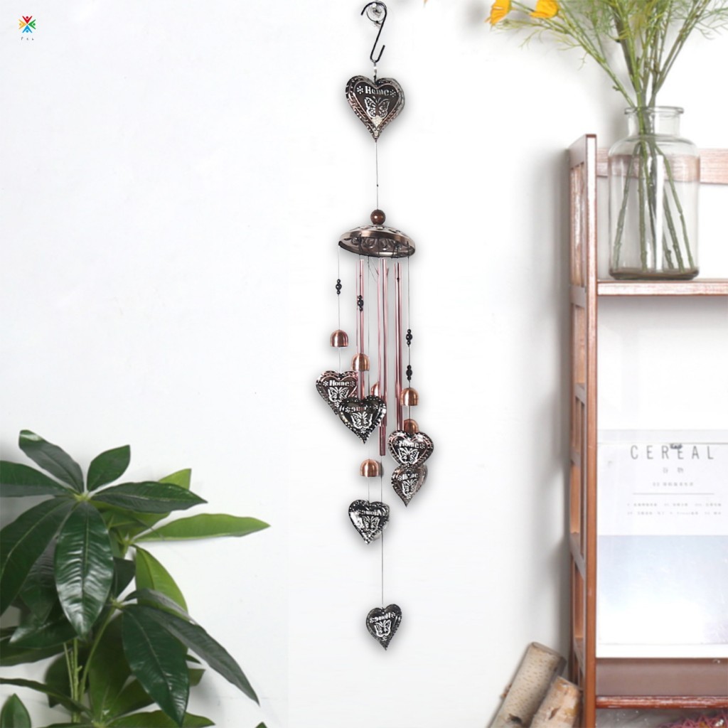 Carrilhão De Vento De Metal Vintage Com Pingente De Coração Para Decoração De Pátio De Jardim Ao Ar Livre Acabamento De