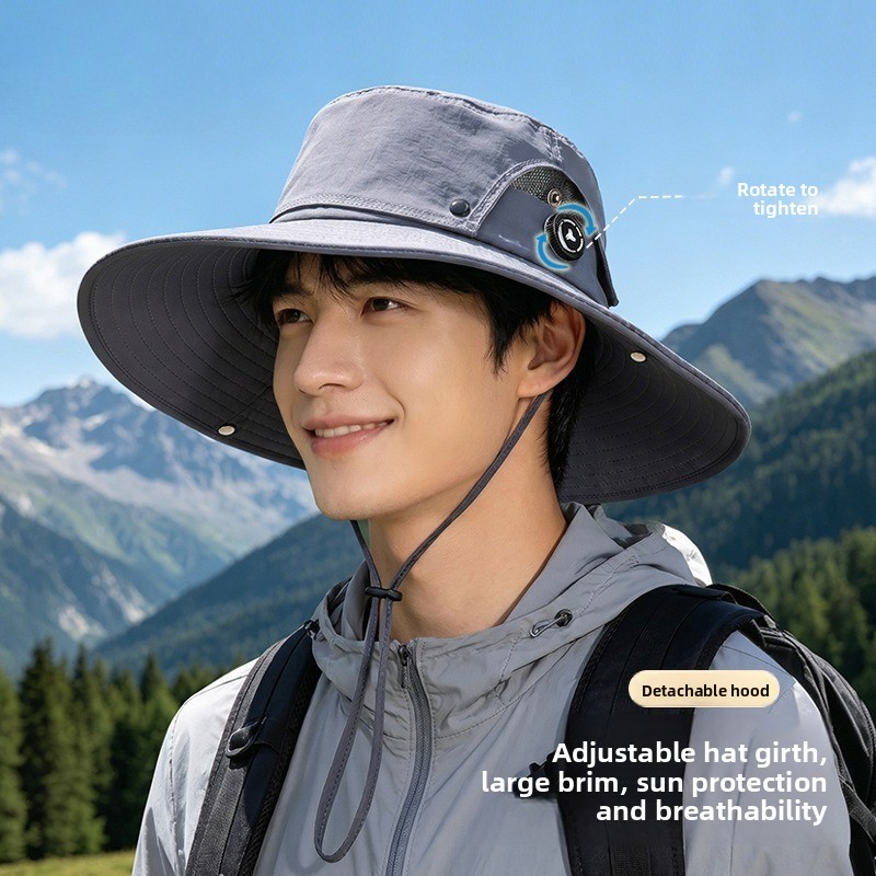 Chapéu De Sol De Verão Masculino Para Caminhadas Ao Ar Livre E Pesca Boné De Proteção Solar De Aba Larga Com Coroa Remov
