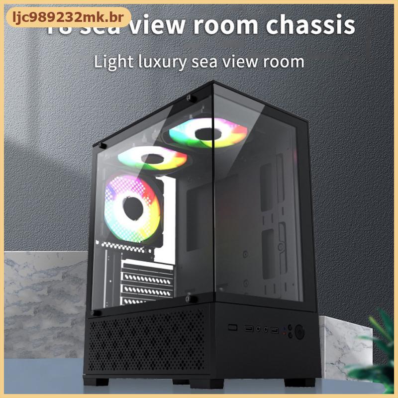 [MYBR] Mini Estojo Para Jogos M-ATX Seaview Room 270 ° Visão Completa Sem Coluna Suporte Chassi De Mesa 240 Water Cooler