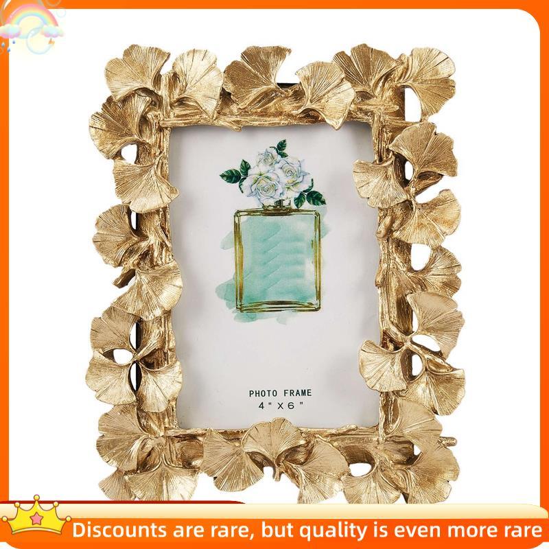 Moldura Retrô De Resina , Folha De Ginkgo Dourada , Para Fotos , Decorações Casa