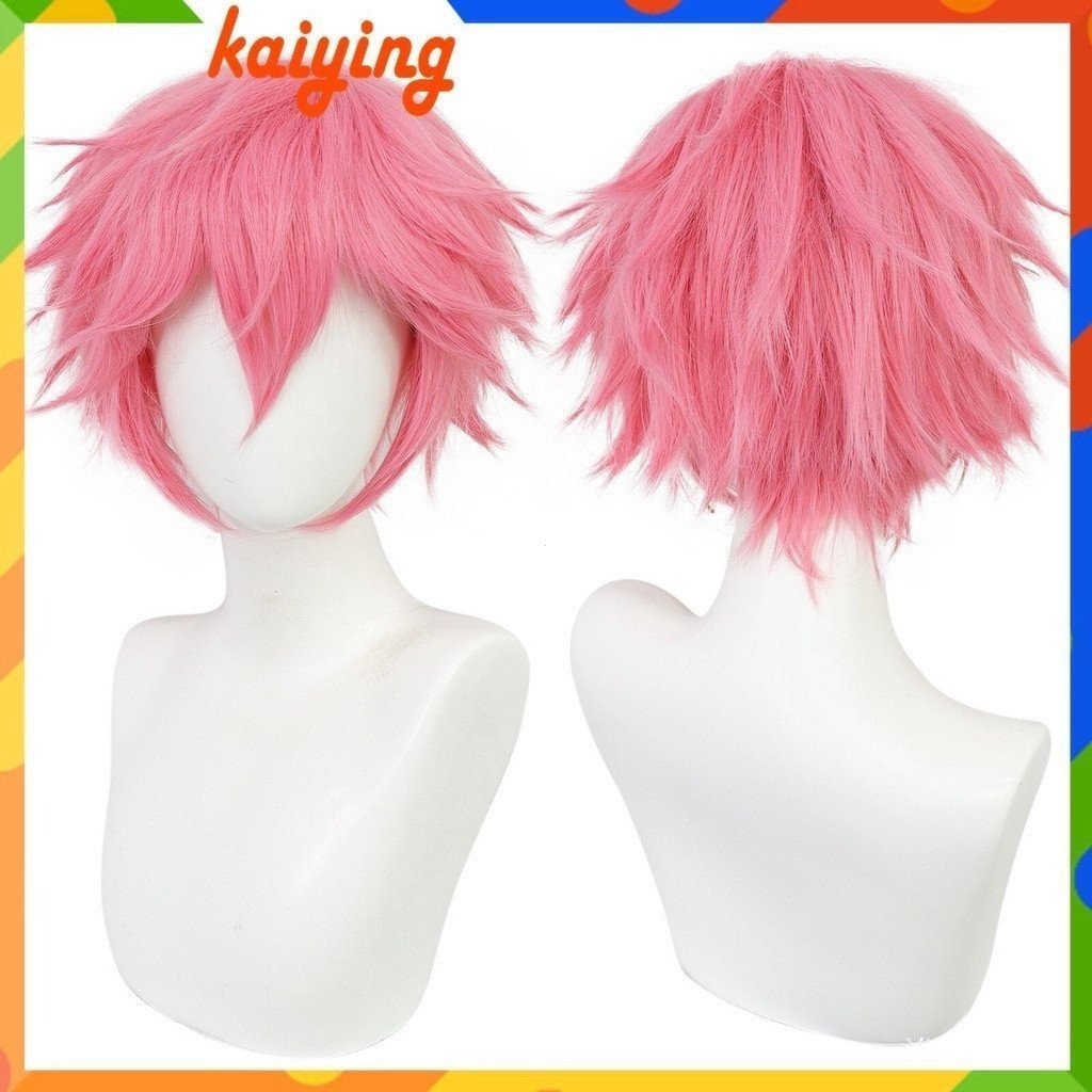 Peruca Curta Universal para Cosplay, Vermelha, Prateada, Loira, Verde, Preta, Lisa, Peruca Masculina para Festa de Fanta