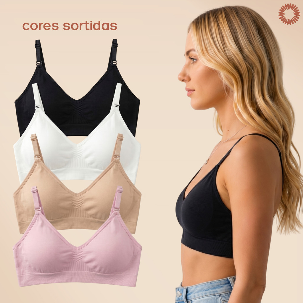 Top Sutiã Feminino Sem Costura Alça Fina Com Bojo Removível Segunda Pele