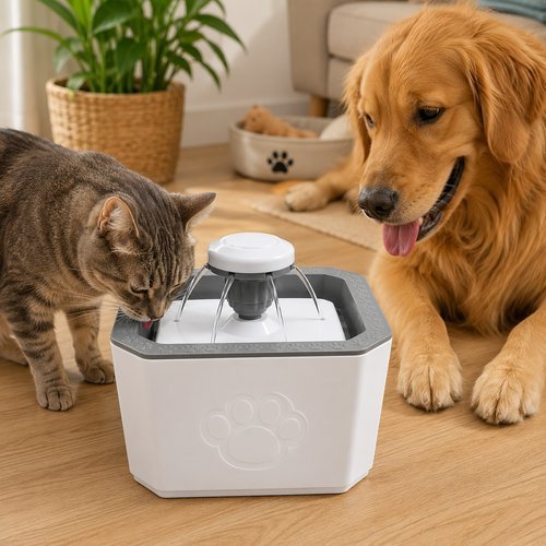 Fonte Bebedouro Automático Para Gatos e Cachorros Água Filtrada Silenciosa 3 Fluxos Apgon