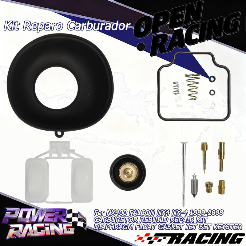 Kit Reparo Carburador com Diafragma, Boia, Giclê e Junta Para Falcon 400 NX400 NX4 NX-4 1999-2008 Alta Qualidade