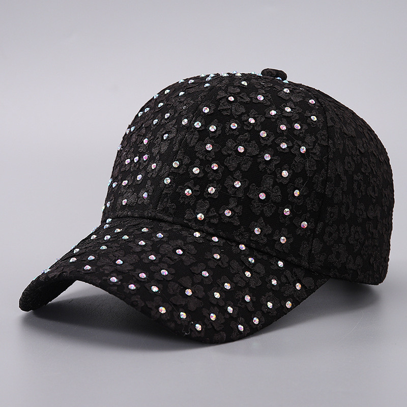 Boné de beisebol flor de strass feminino elegante moda guarda-sol boné pronto estoque 60325