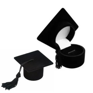 Estojo Capelo Beca Chapéu, Caixa de veludo Anel Formatura, Estojo para presentear um anel Profissão