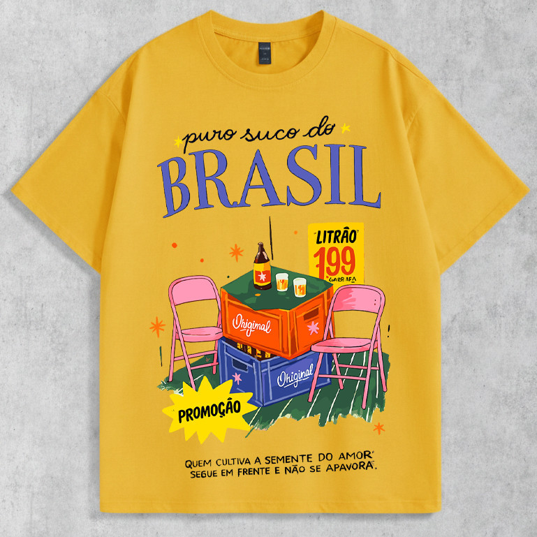 Camiseta Básica Puro Suco Do Brasil Samba Blusa 100% Algodão Bar Lançamento