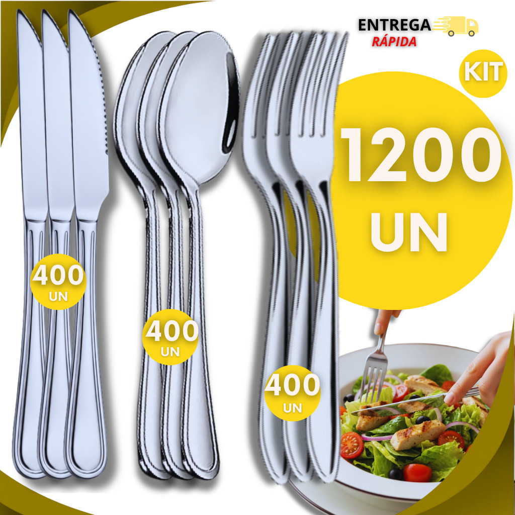 Jogo Talheres De Mesa Garfo Faca e Colher Inox Para o Dia a Dia Casa Cozinha Restaurante