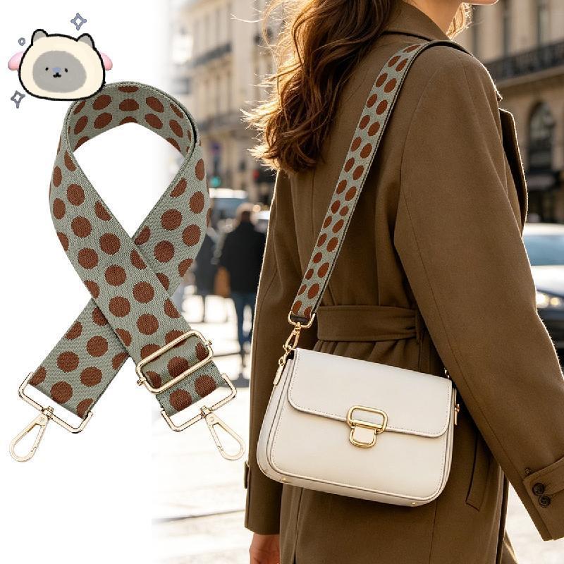 Alça De Ombro , 5 Cm De Largura , De Reposição De Bolsa , Ajustável Larga , Padrão De Bolinhas , Hardware Prateado , Ele