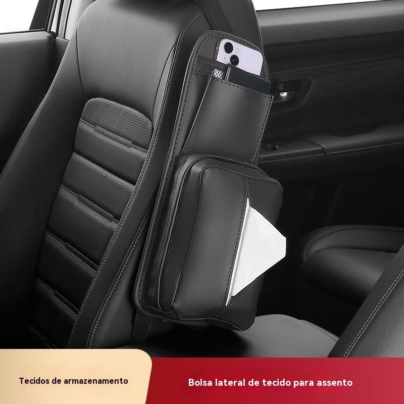 Caixa de lenços para carro, bolsa de lenços para o lado do banco do carro, bolsa suspensa multifuncional para interior d
