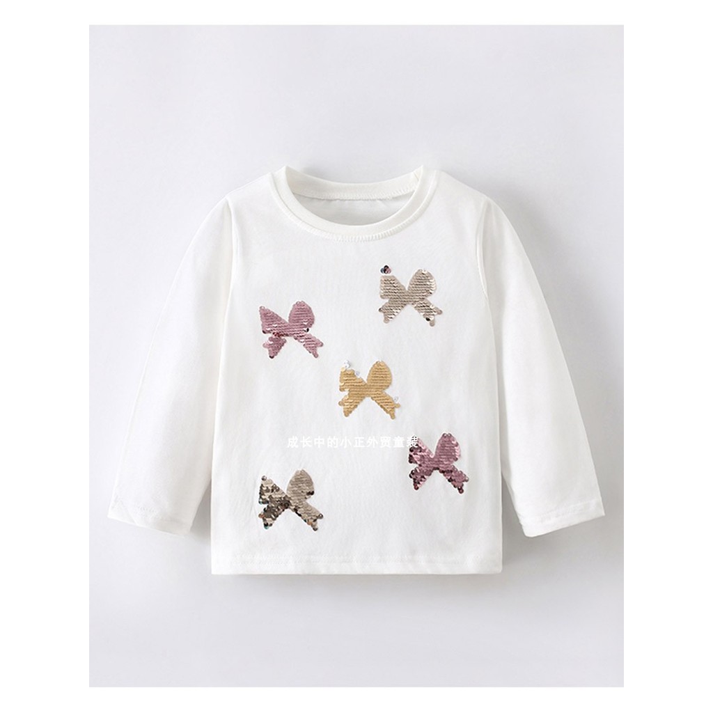 Meninas puro algodão manga comprida camiseta bebê primavera outono crianças topos de fundo camisetas em torno do pescoço