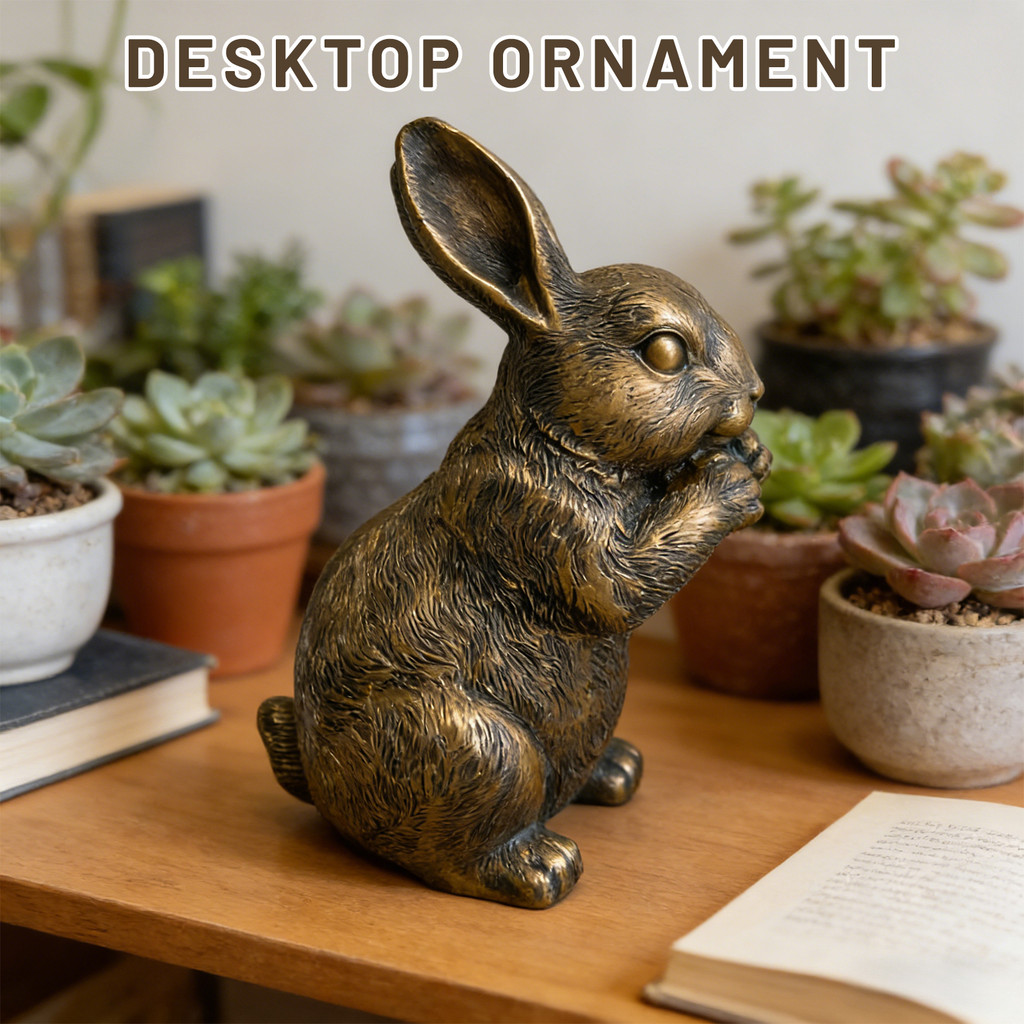 Novo Retro imitação de cobre bonito coelho artesanato decoração para casa decoração Desktop ao ar livre pátio decoração 