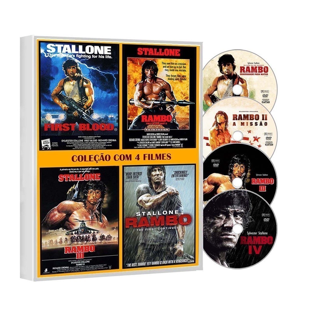 Dvd Rambo 1 2 3 4 Coleção 4 Dvd