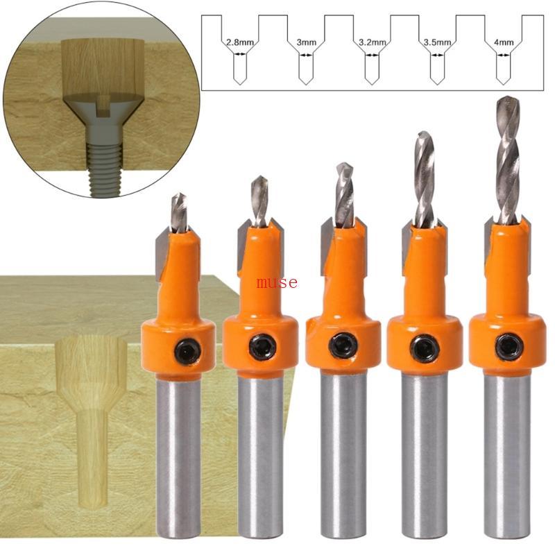 8mm 10mm HSS Escareador Broca Conjunto Reamer Carpintaria Chanfro Bancada Pliot Buraco Cortador Parafuso Dr