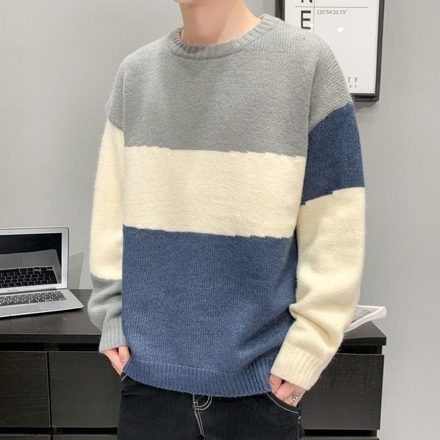 W inverno estudantes do ensino médio meia gola alta camisola masculina forro de lã engrossado adolescentes malha grossa 