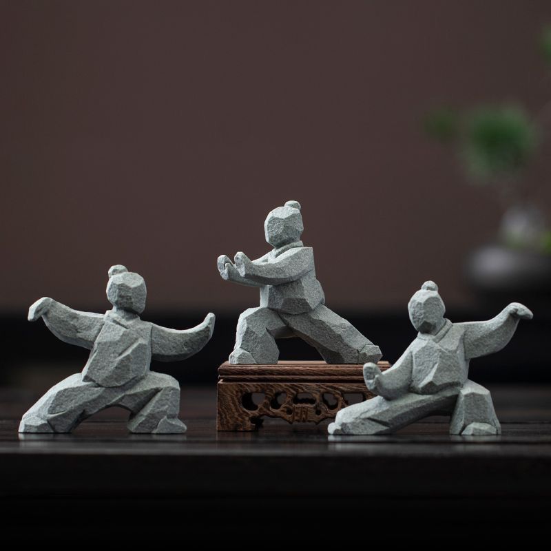 Novo chinês Tai Chi Kung Fu artes marciais personagem ornamentos criativos casa Desktop mesa de chá paisagismo chá decor