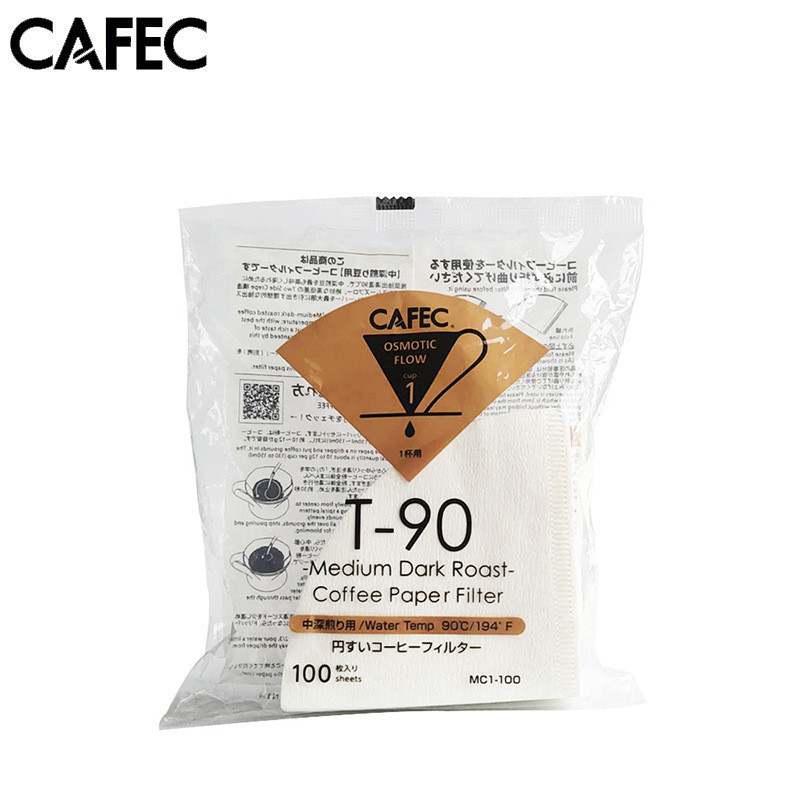 Papel de Filtro de Café Artesanal V60 Cônico Claro Médio Escuro Abaca da Sanyo CAFEC do Japão + 100 Peças 0047 0714