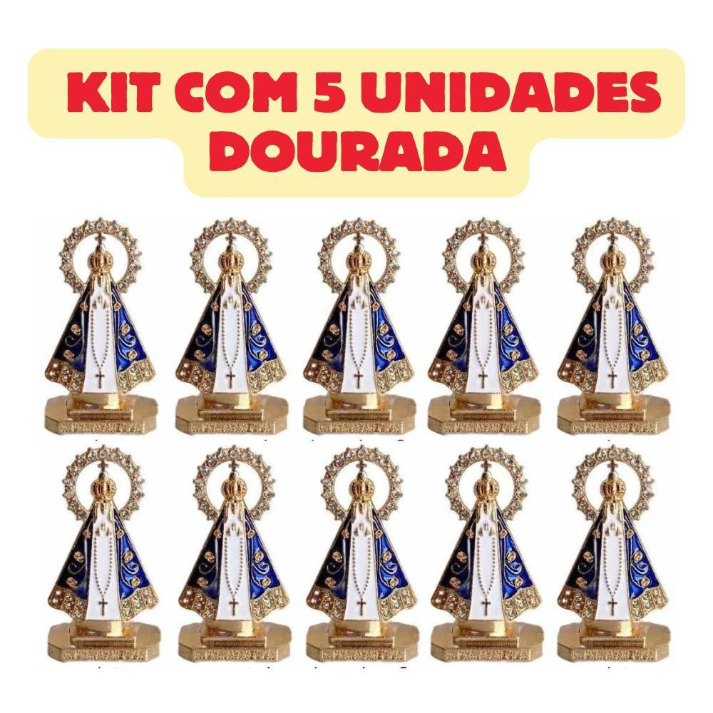 Imagem Em Miniatura Da Nossa Senhora Aparecida Metal Car Office Kit 5 Unidades Com Coroa