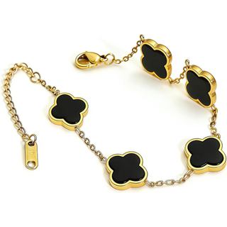 Pulseira de Trevo de Quatro Folhas Banhada a Ouro 18K para Mulheres, Conjunto de Pulseiras Ajustáveis da Sorte, Presente
