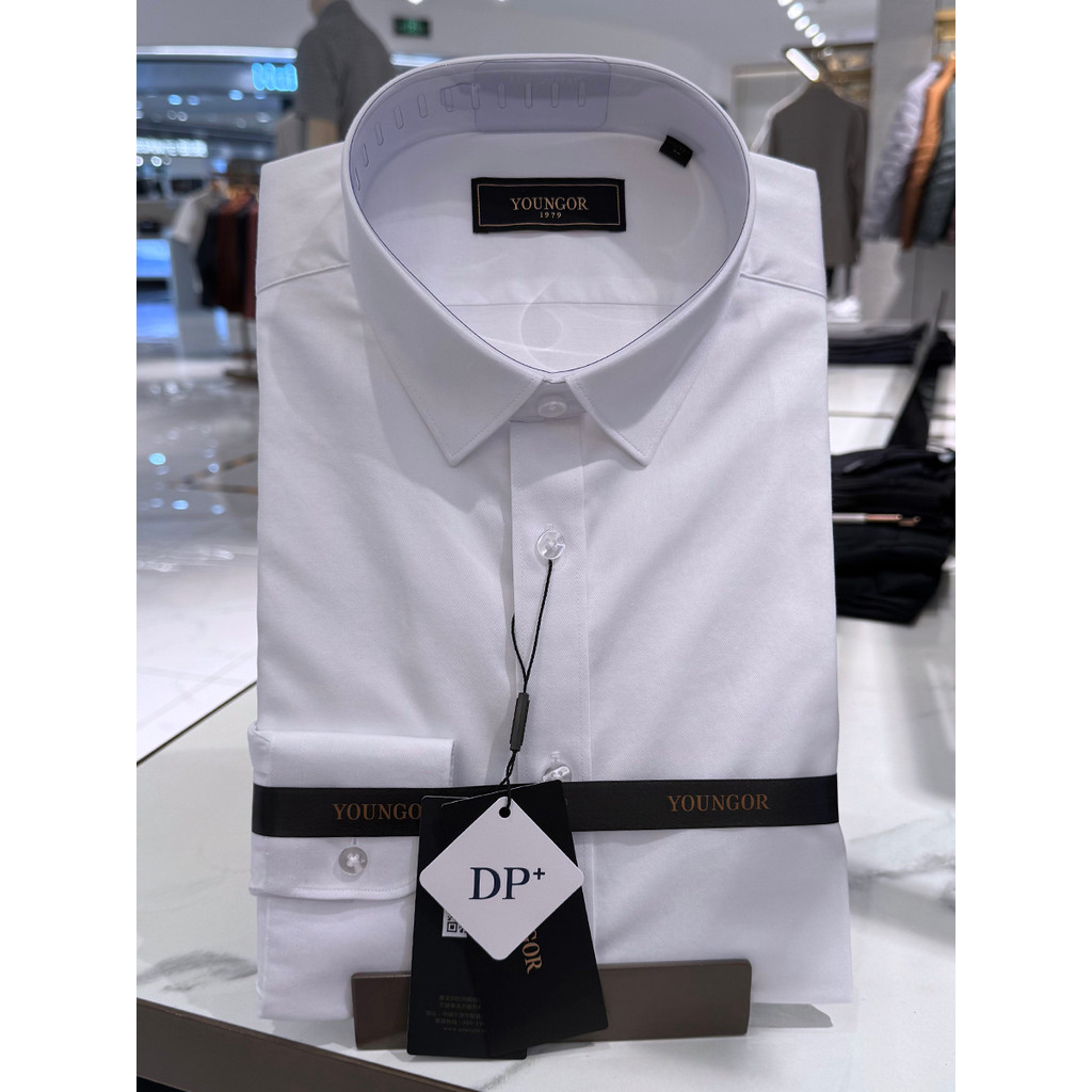 [3 cores] Camisa masculina de manga comprida Yagoer, algodão empresarial, amônia, Micro-elástico, DP, antirrugas, Slim F