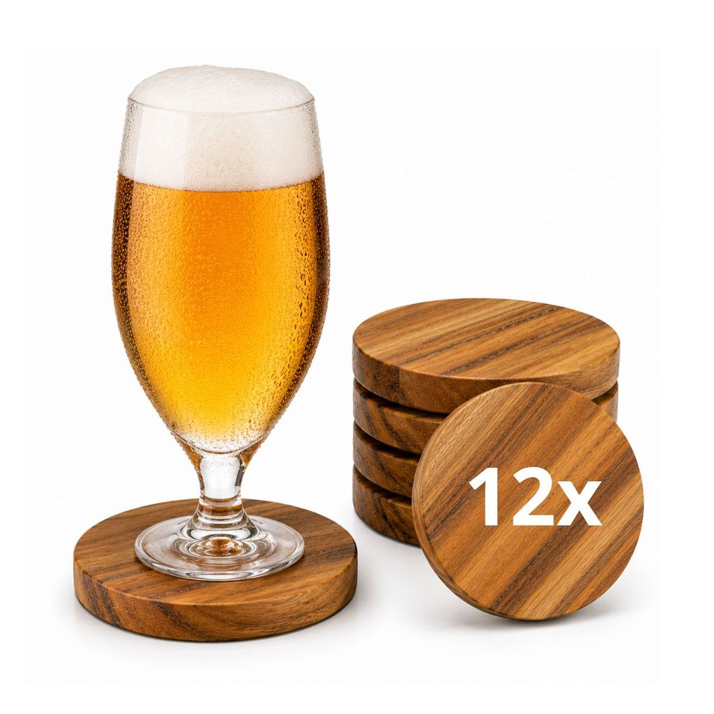 Porta Copo Madeira Kit 12 Descanso Apoio Caneca Taça Drink Posta Bolacha Protetor Pra Cerveja